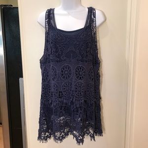 Ultra Pink Navy knitted Tank Top